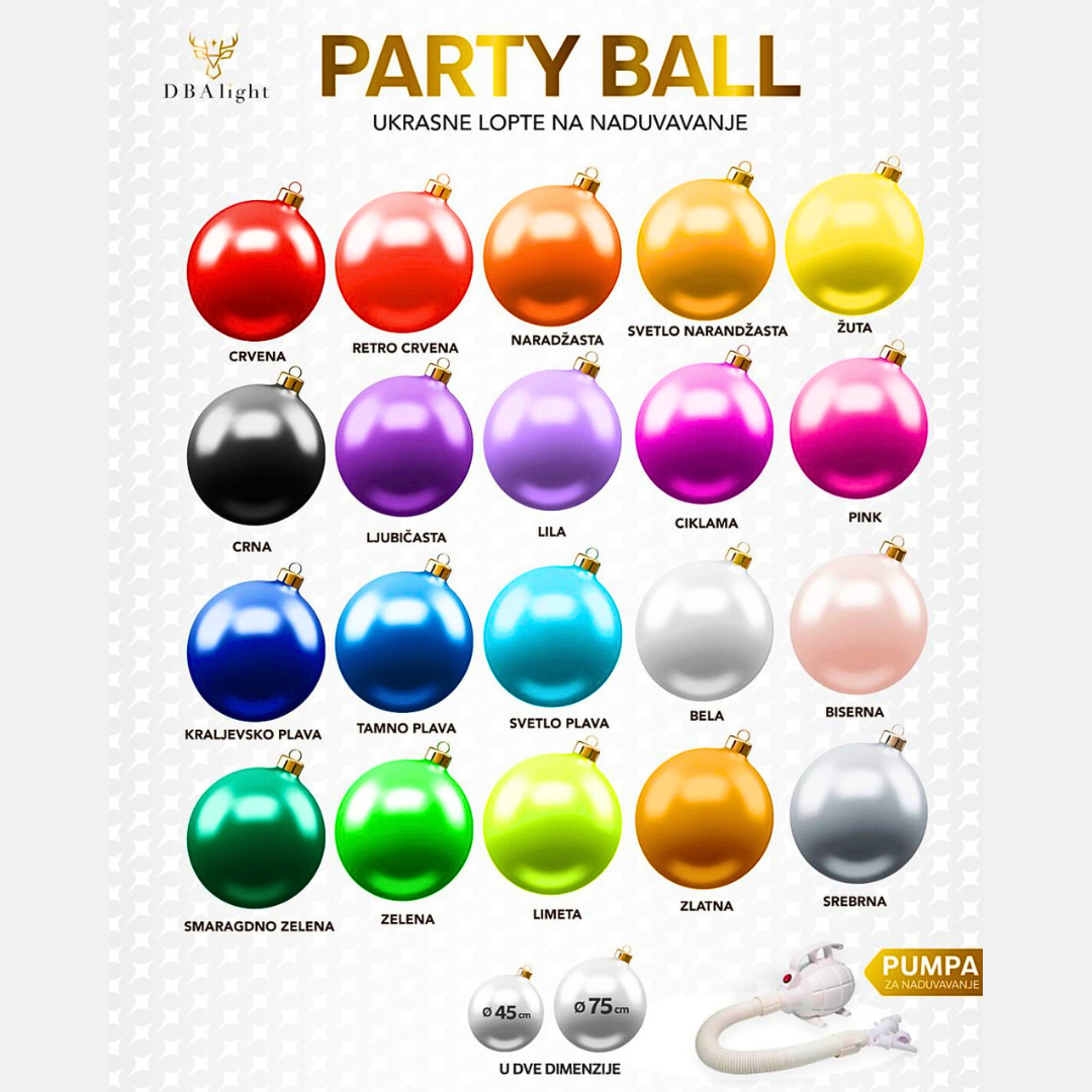 DBA PARTY Ball – Gigantske Novogodišnje Kugle u 20 Boja