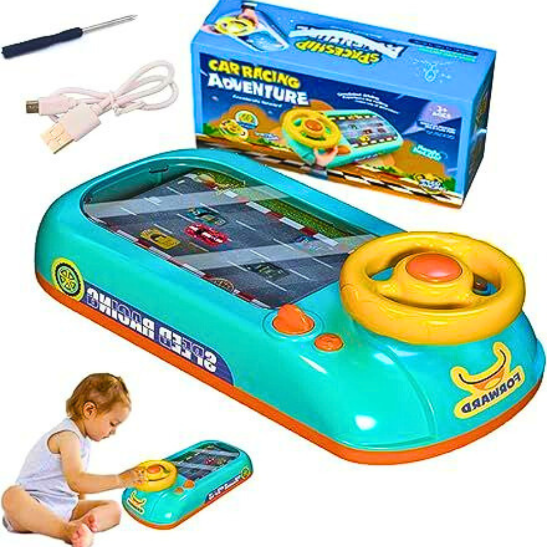 Dečija Trkačka Konzola sa Volanom – Interaktivna Auto Trka Igračka