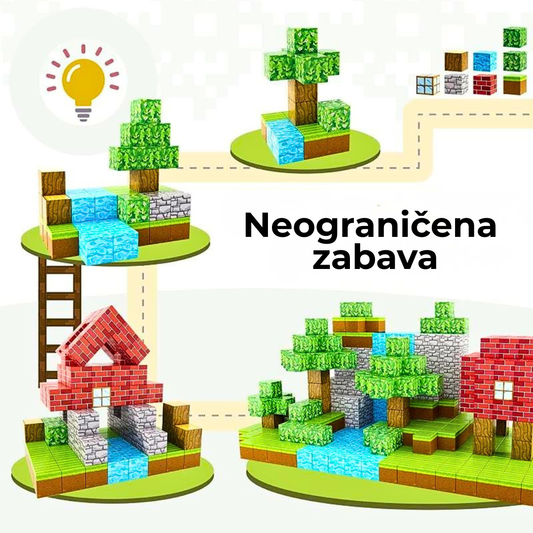 Minecraft Magnetne Kocke za Gradnju (100 delova) – STEM Edukativna Igračka za Decu