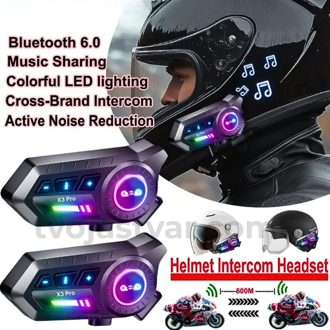 Bluetooth Interkom za Motor X3 Pro– IPX6 Vodootporan, Handsfree Pozivi, Muzika