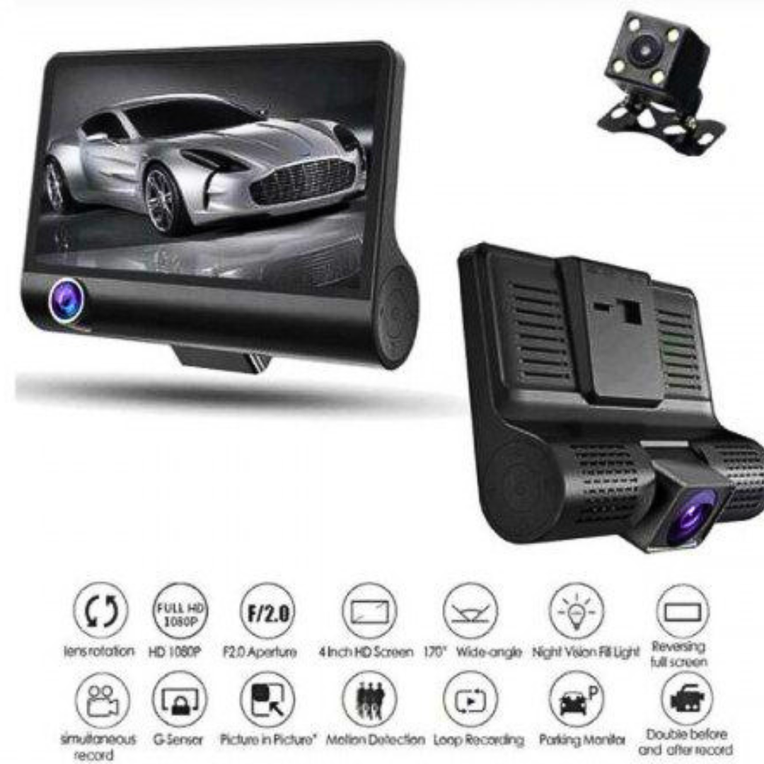 Auto Kamera 3U1 FULL HD 1080p – Prednja i Zadnja Kamera | Noćni Vid & Parking Mod
