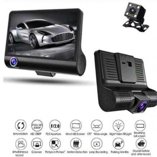 Auto Kamera 3U1 FULL HD 1080p – Prednja i Zadnja Kamera | Noćni Vid & Parking Mod