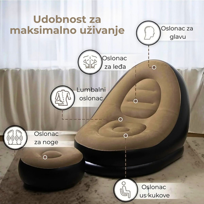 Lazy Bag Fotelja sa Tabureom – Ergonomska Fotelja za Maksimalnu Udobnost