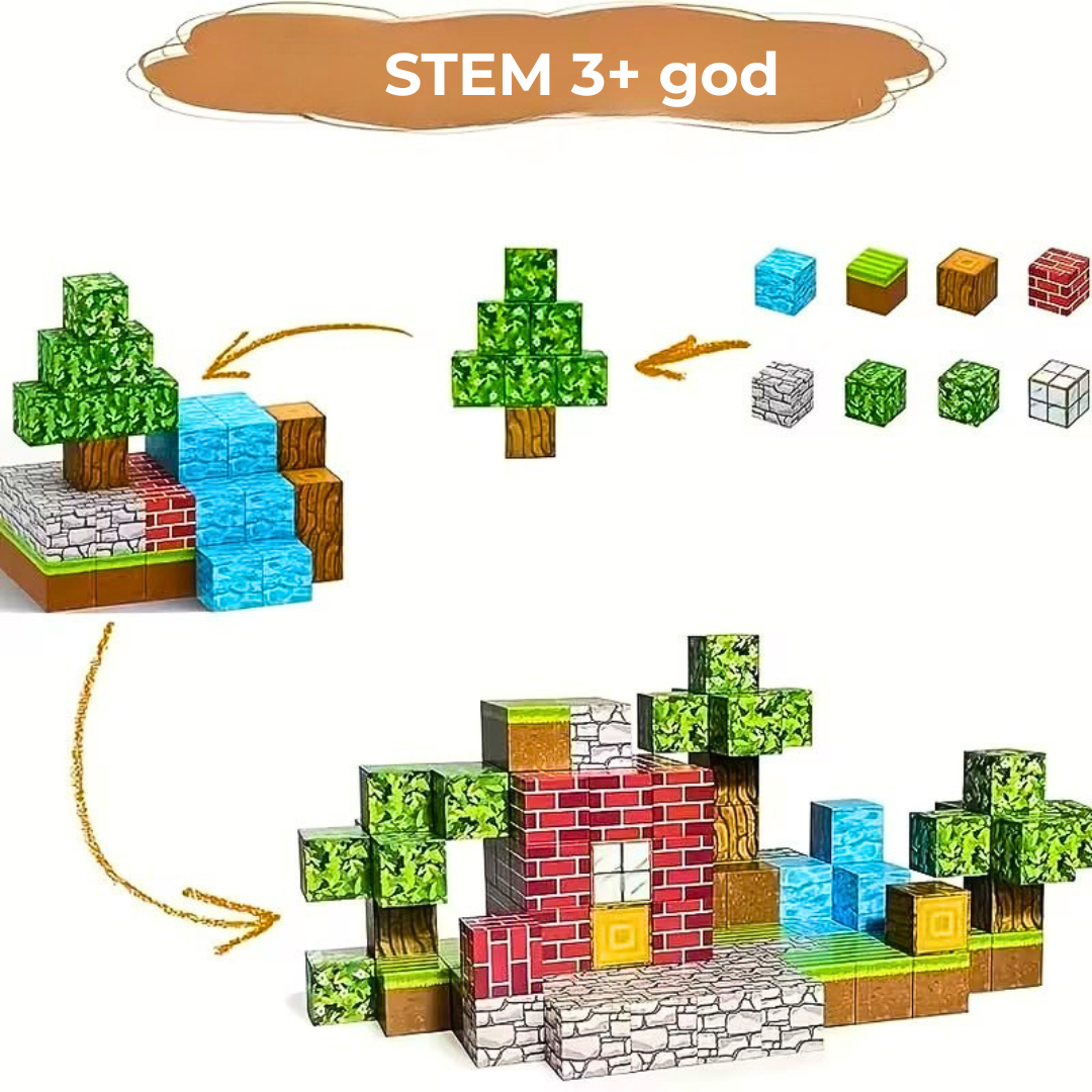 Minecraft Magnetne Kocke za Gradnju (100 delova) – STEM Edukativna Igračka za Decu
