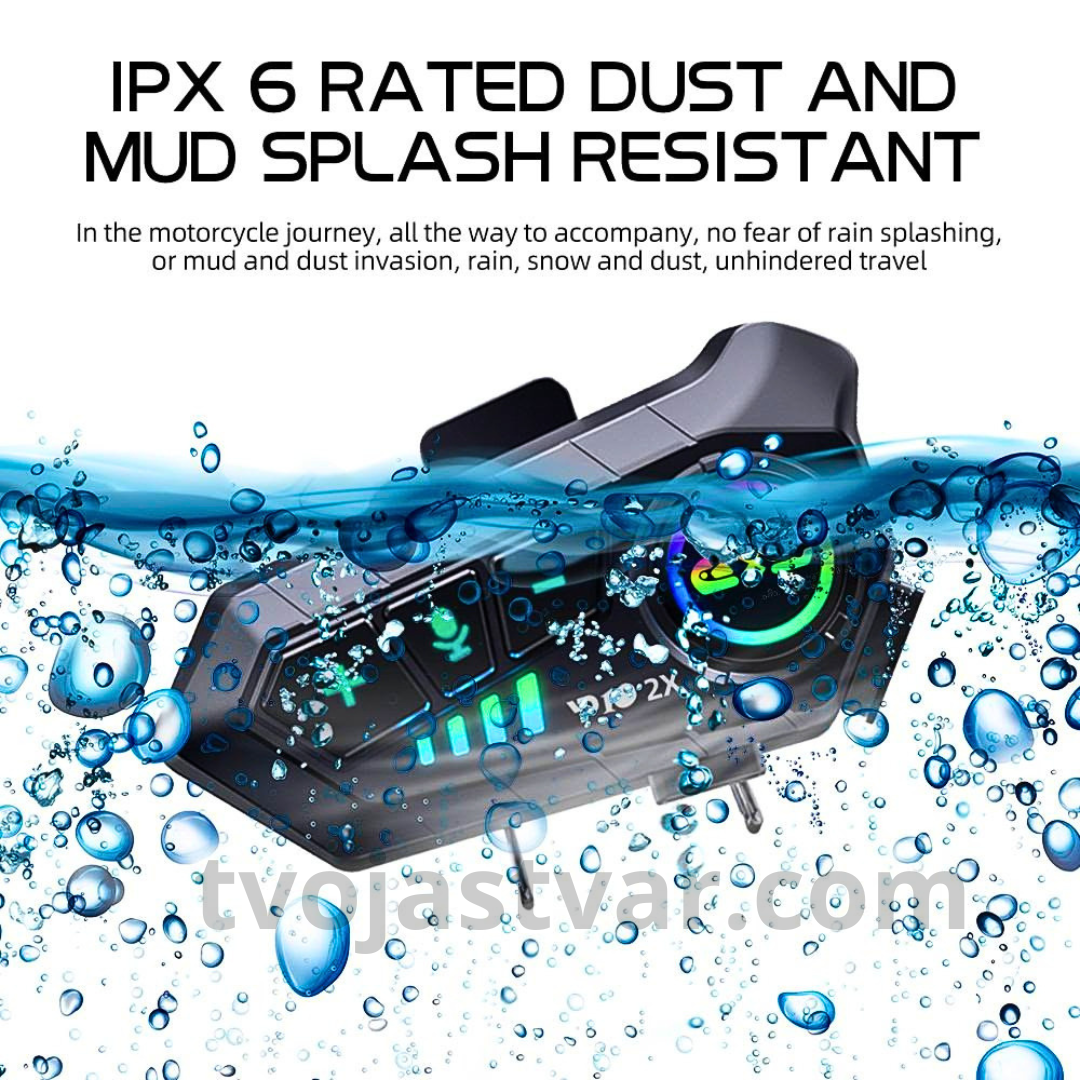 Bluetooth Interkom za Motor X3 Pro– IPX6 Vodootporan, Handsfree Pozivi, Muzika