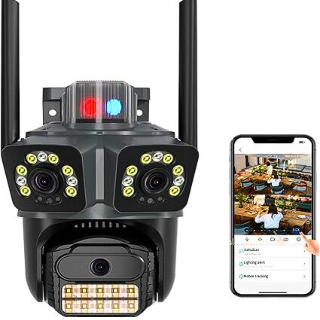 WiFi PTZ Sigurnosna Kamera sa 3 Kamere – 360° Nadzor, Noćni Vid, Detekcija Pokreta