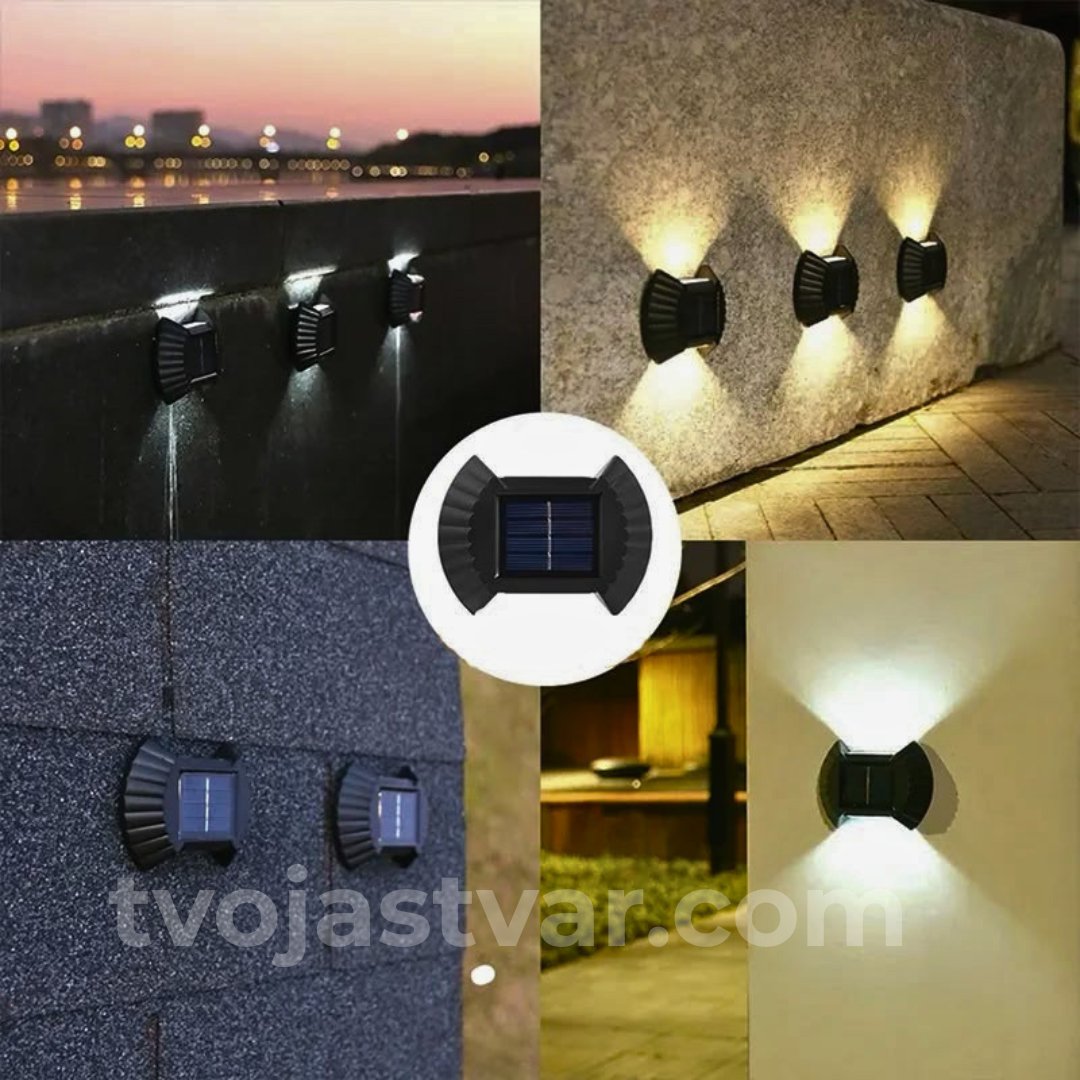 Solarne LED Zidne Lampe za Dvorište i Fasadu– Vodootporne Spoljašnje Svetiljke 4 kom