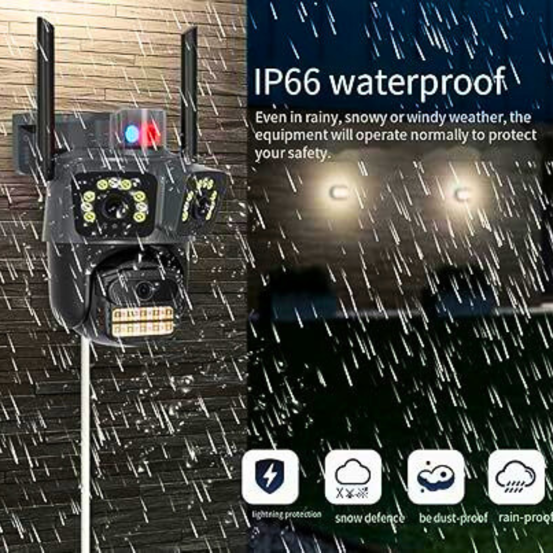 WiFi PTZ Sigurnosna Kamera sa 3 Kamere – 360° Nadzor, Noćni Vid, Detekcija Pokreta