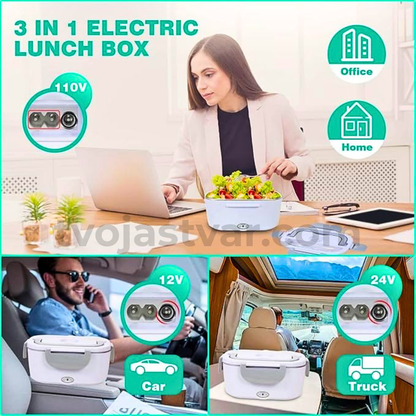 Električni Lunch Box za Zagrevanje Hrane – Prenosna Kutija za Topao Obrok (Auto + Struja)