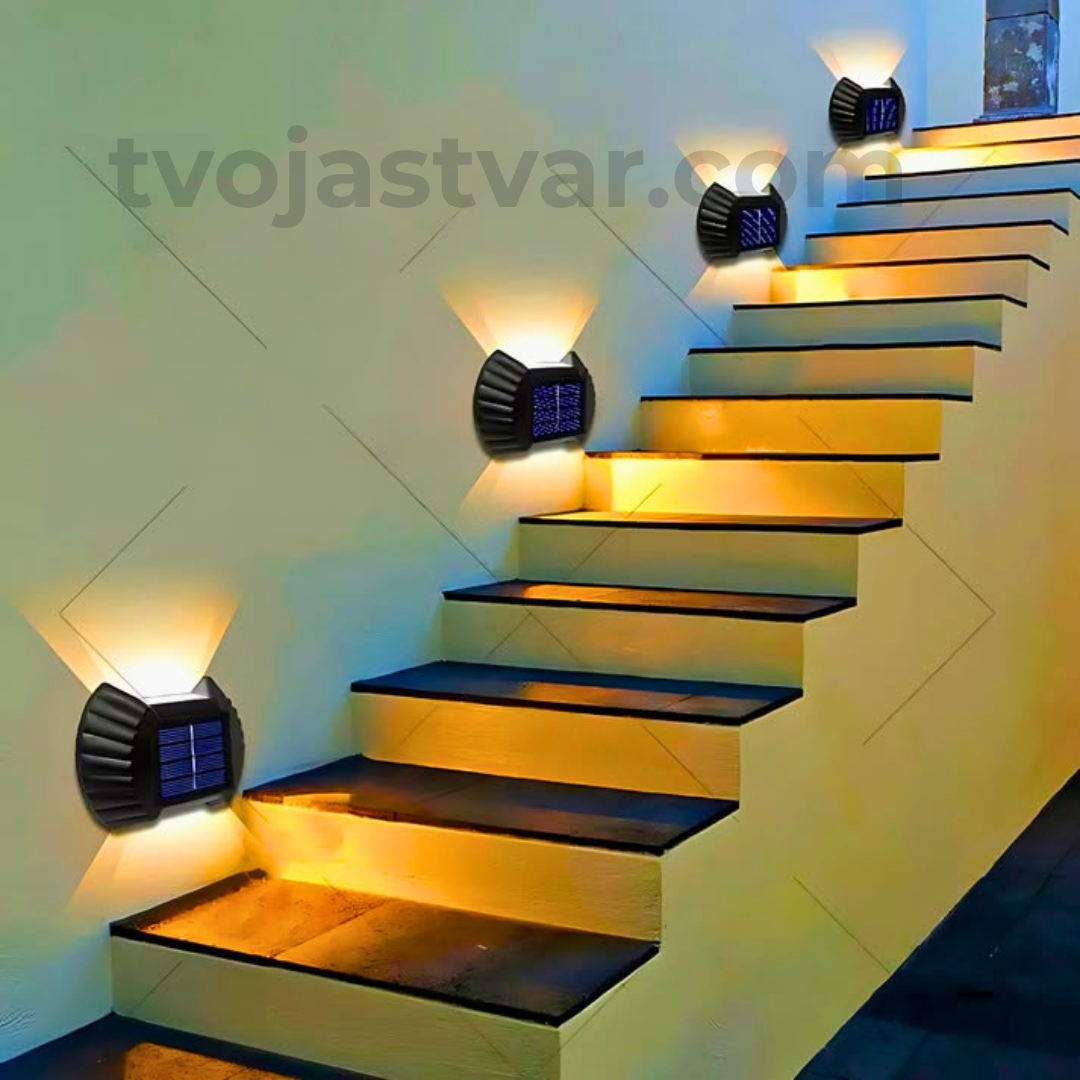 Solarne LED Zidne Lampe za Dvorište i Fasadu– Vodootporne Spoljašnje Svetiljke 4 kom
