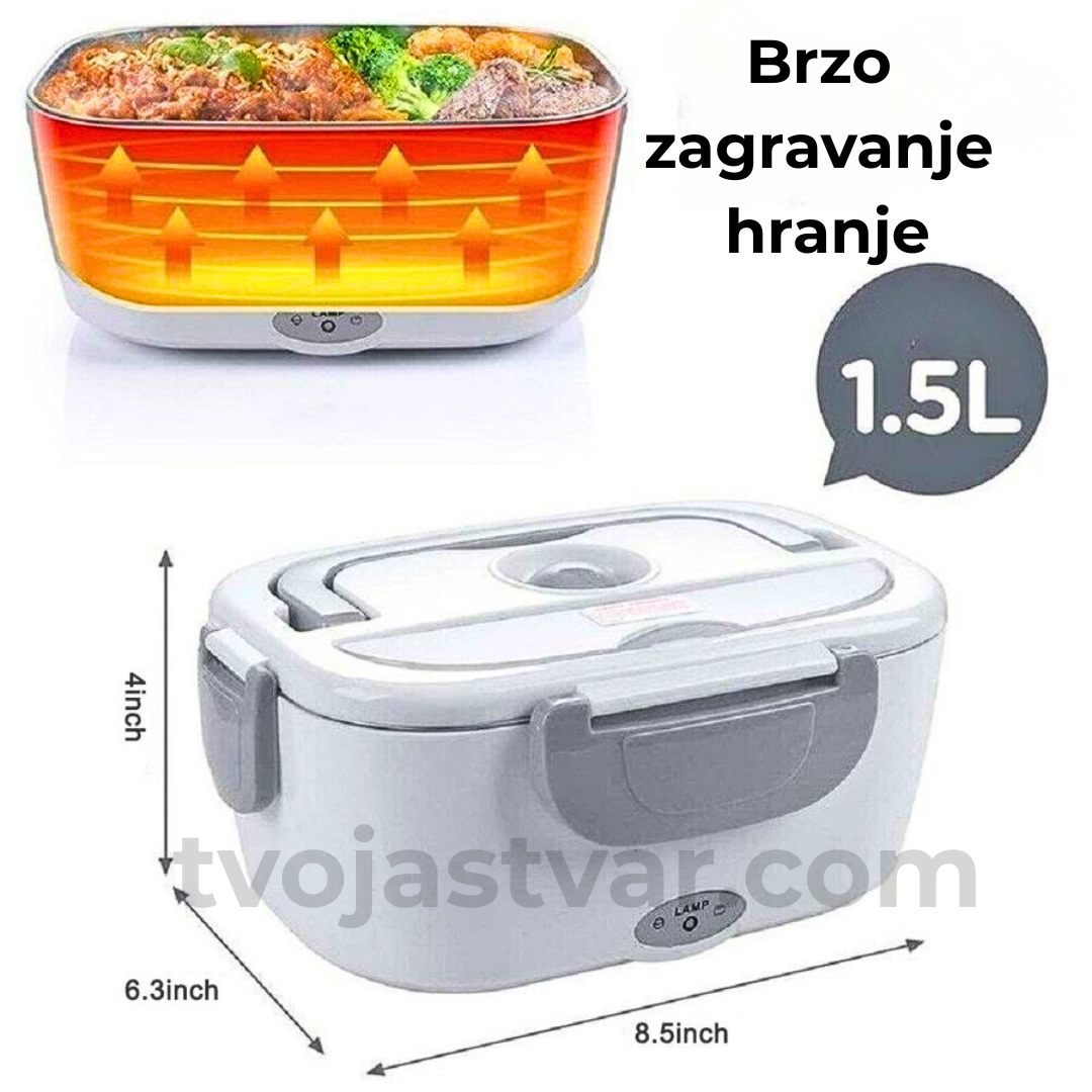 Električni Lunch Box za Zagrevanje Hrane – Prenosna Kutija za Topao Obrok (Auto + Struja)