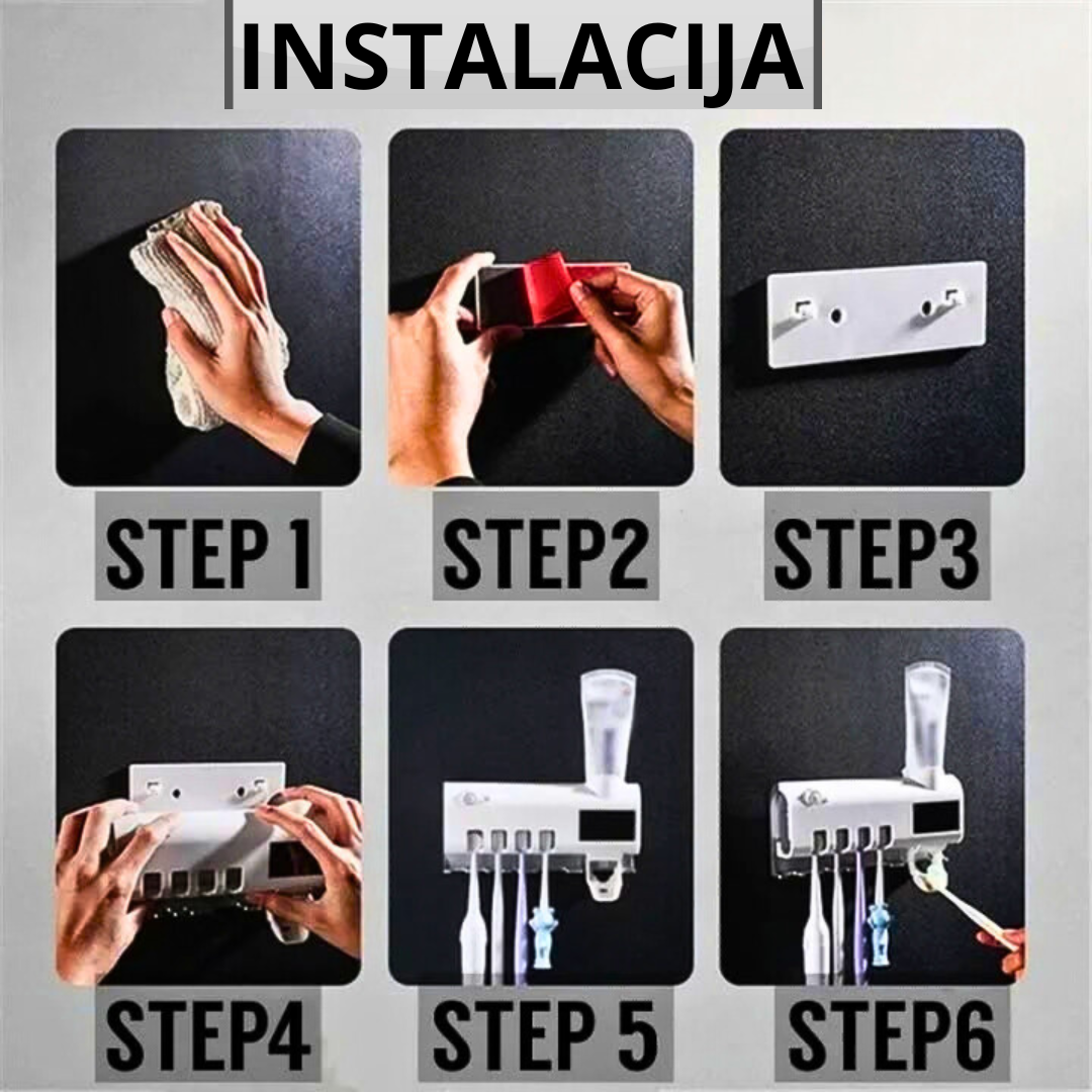 UV Sterilizator za Četkice za Zube + Automatski Dispanzer Paste | Higijena bez Bakterija