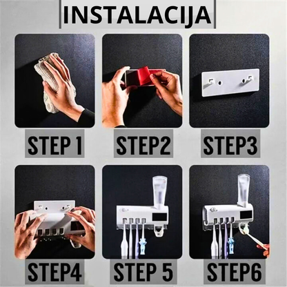 UV Sterilizator za Četkice za Zube + Automatski Dispanzer Paste | Higijena bez Bakterija