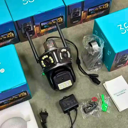 WiFi PTZ Sigurnosna Kamera sa 3 Kamere – 360° Nadzor, Noćni Vid, Detekcija Pokreta