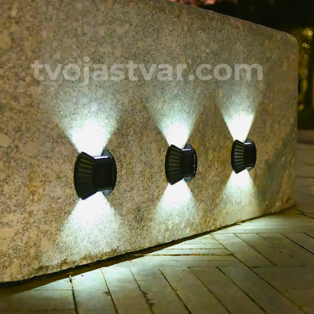 Solarne LED Zidne Lampe za Dvorište i Fasadu– Vodootporne Spoljašnje Svetiljke 4 kom